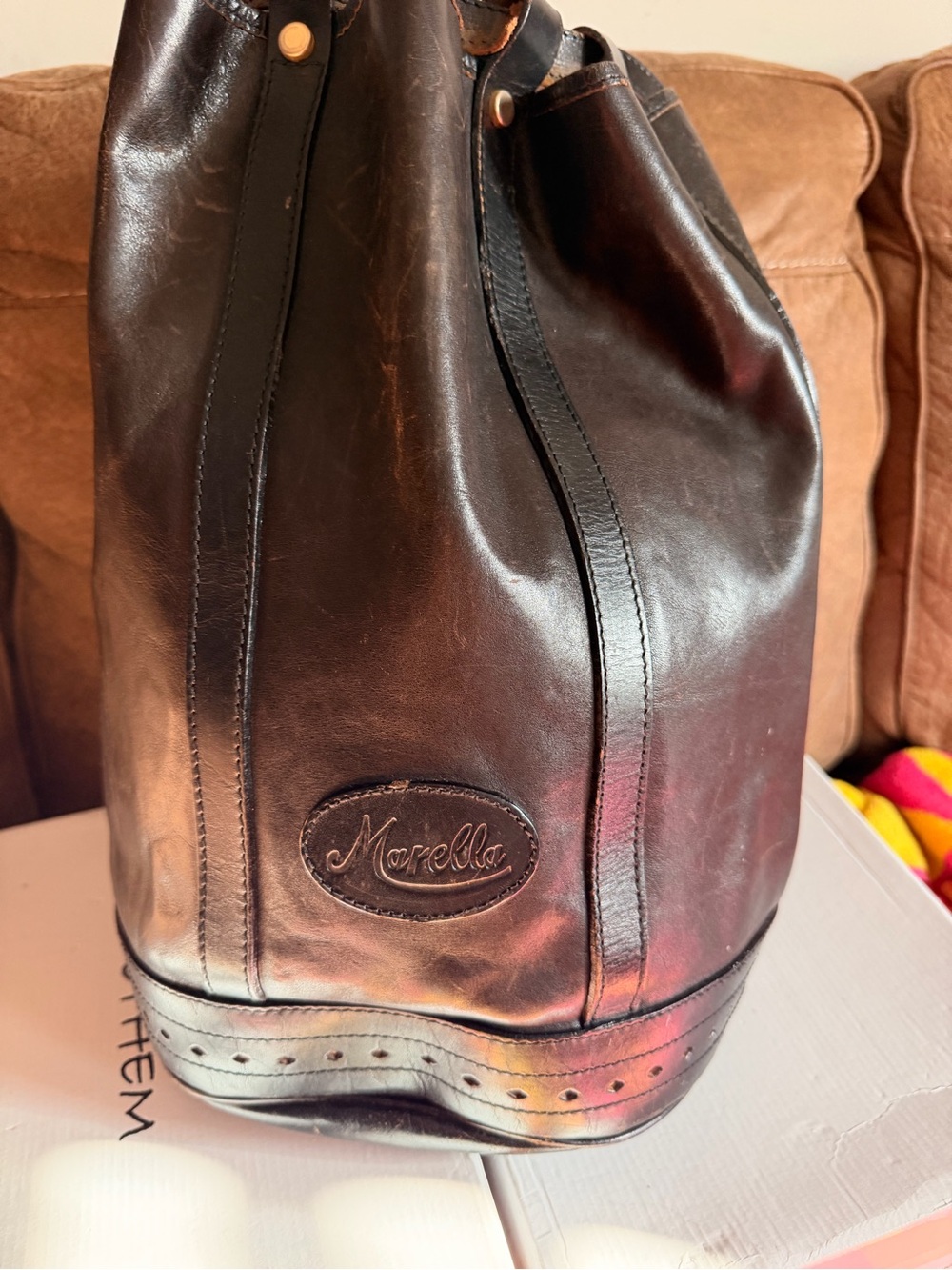 Black Leather Bucket Bag, backpack
Men or women…dark brown and black